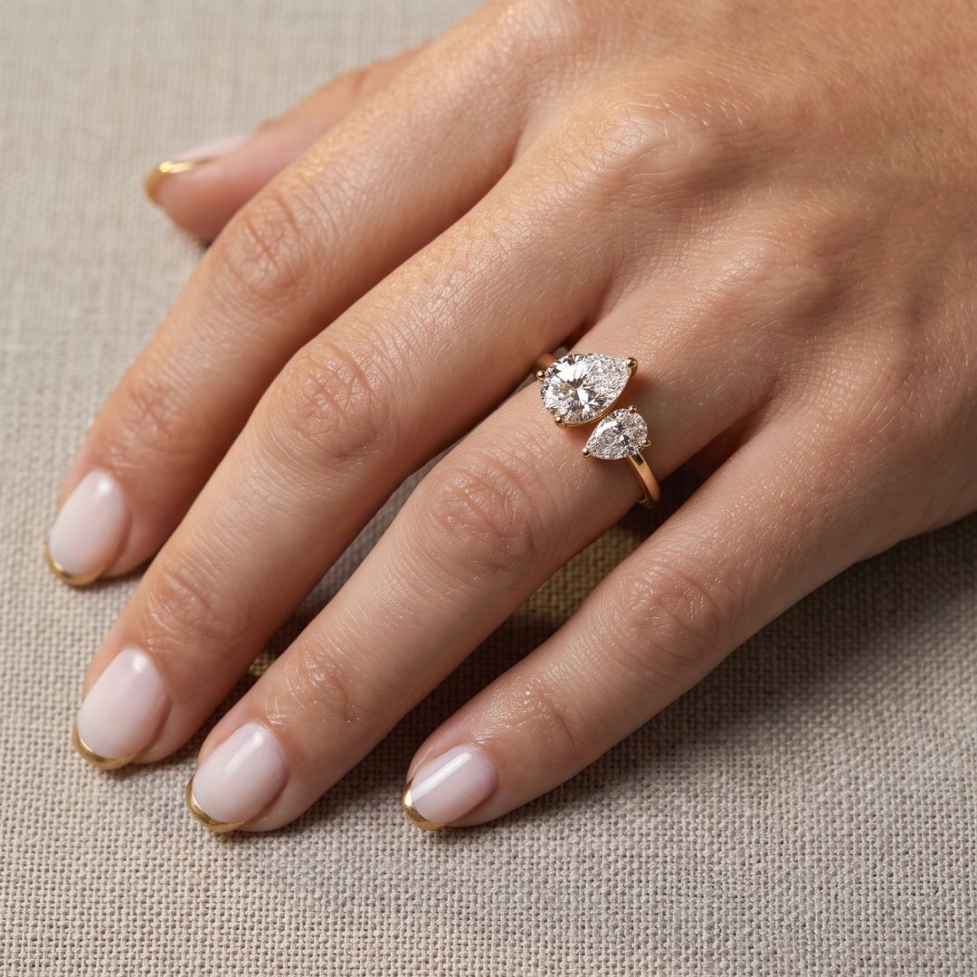 Bague Toi et Moi - Duo Poires plaqué or