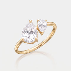 Pear Duo Toi et Moi Ring – Gold Plated
