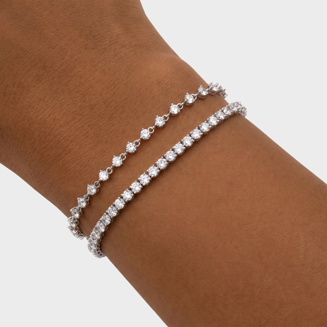 Duo bracelets tennis - Argent 925 Rhodié