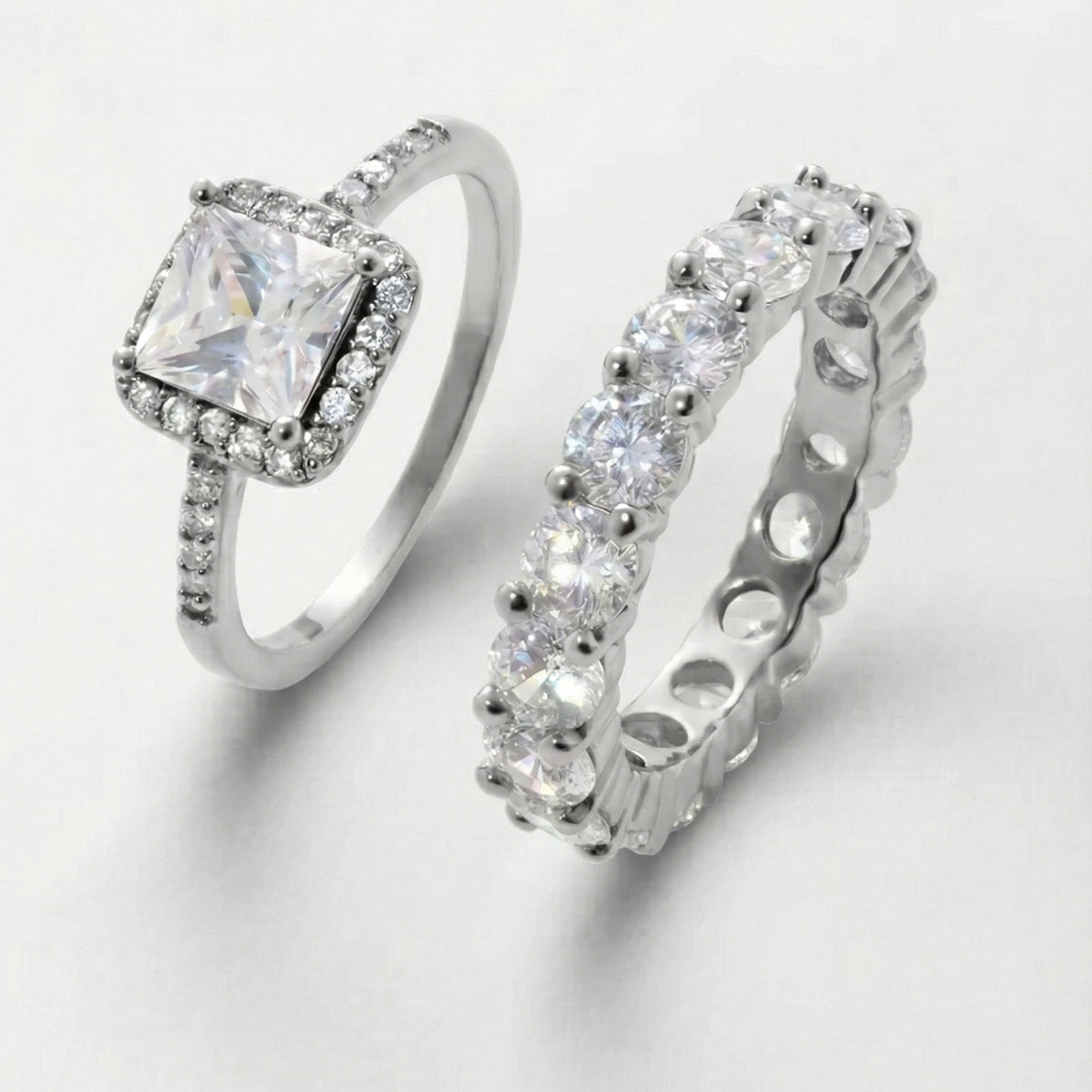 Alliance américaine + Bague Diana - Argent rhodié