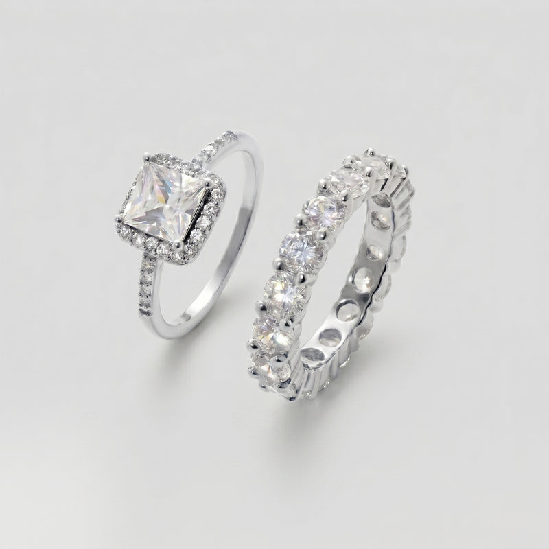 Alliance américaine + Bague Diana - Argent rhodié