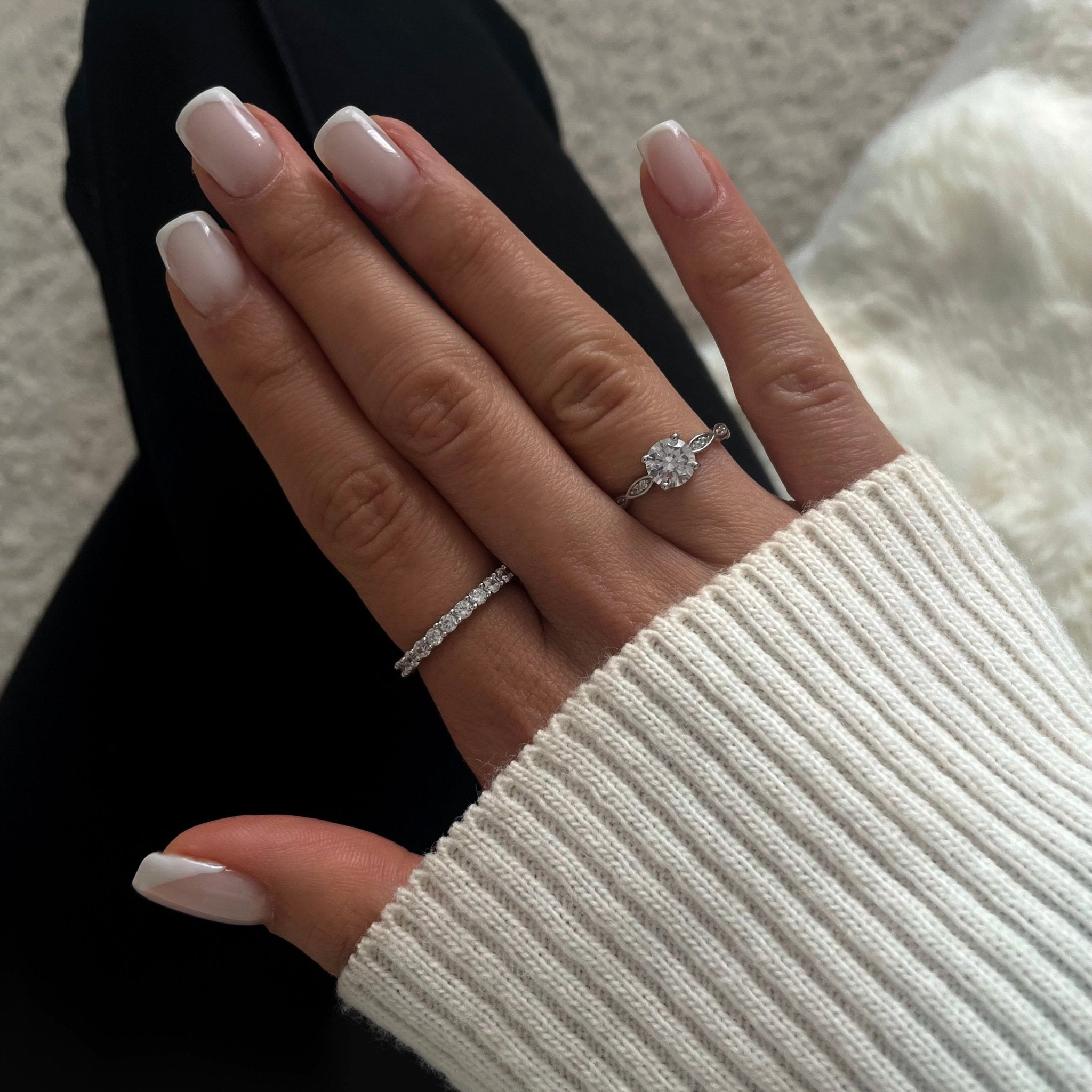 Ensemble bague Teresa + alliance américaine fine - Argent rhodié