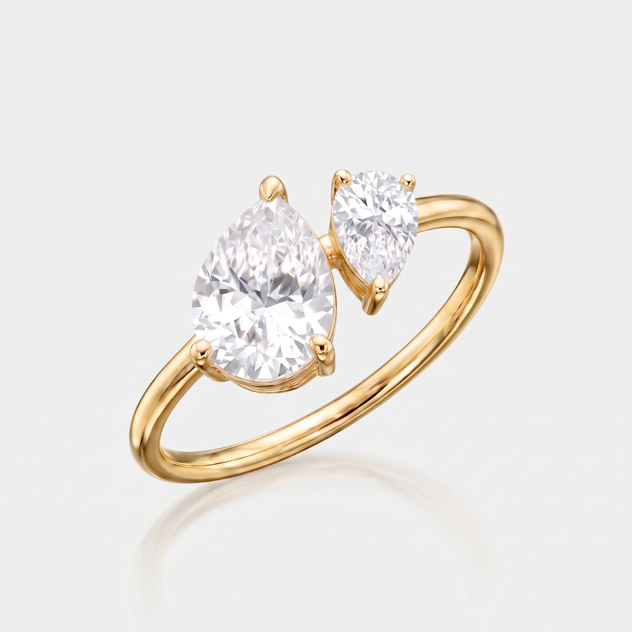 Bague Toi et Moi - Duo Poires plaqué or