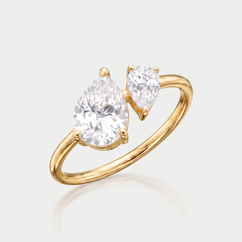 Bague Toi et Moi - Duo Poires plaqué or