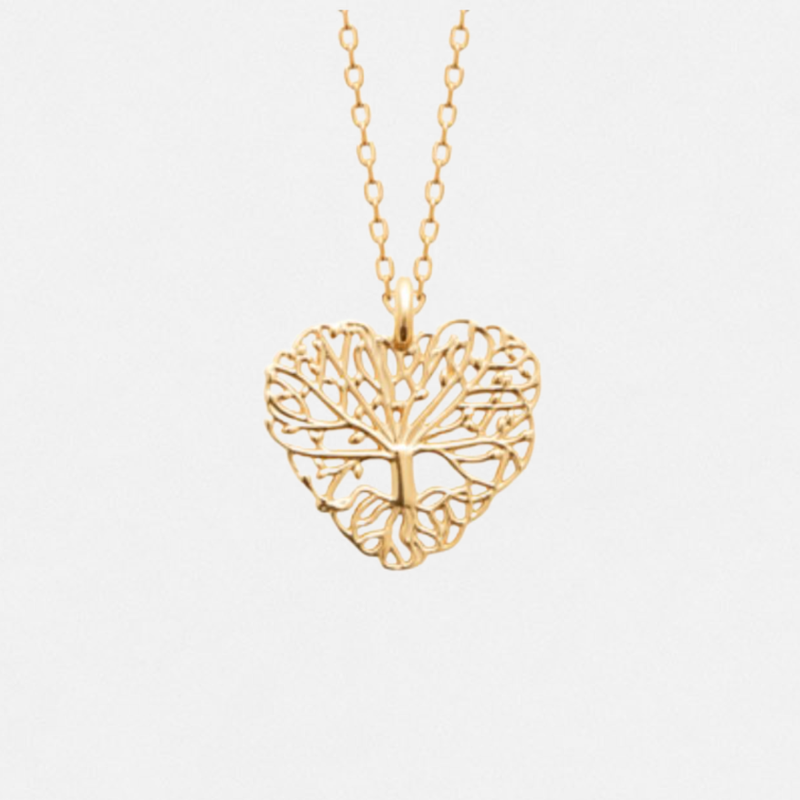 Collier arbre de vie cœur - Plaqué or