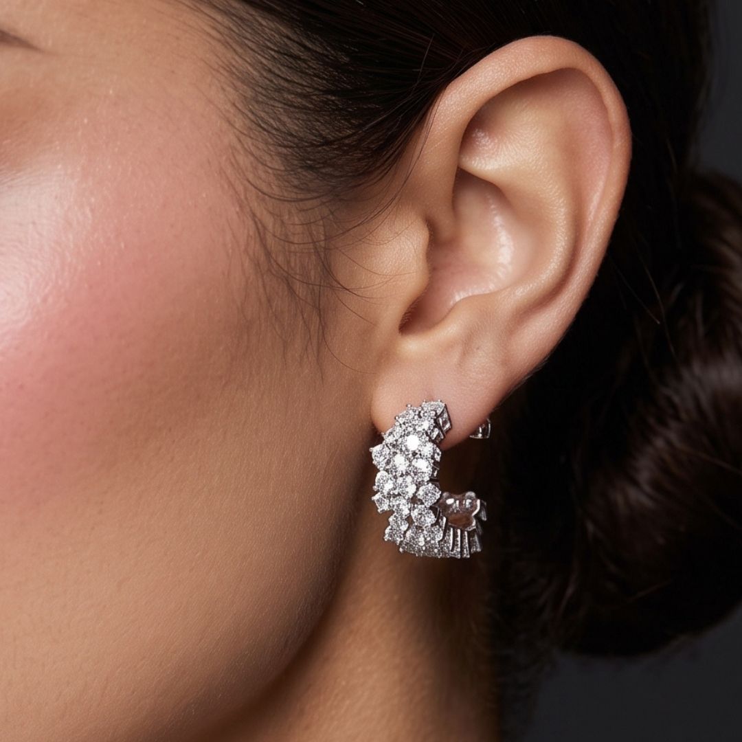 Boucles d'oreilles créoles pavées