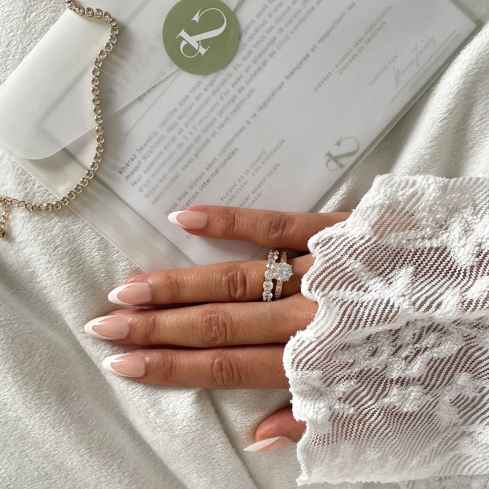 Alliance américaine et bague Cinderella - Plaqué or 18K