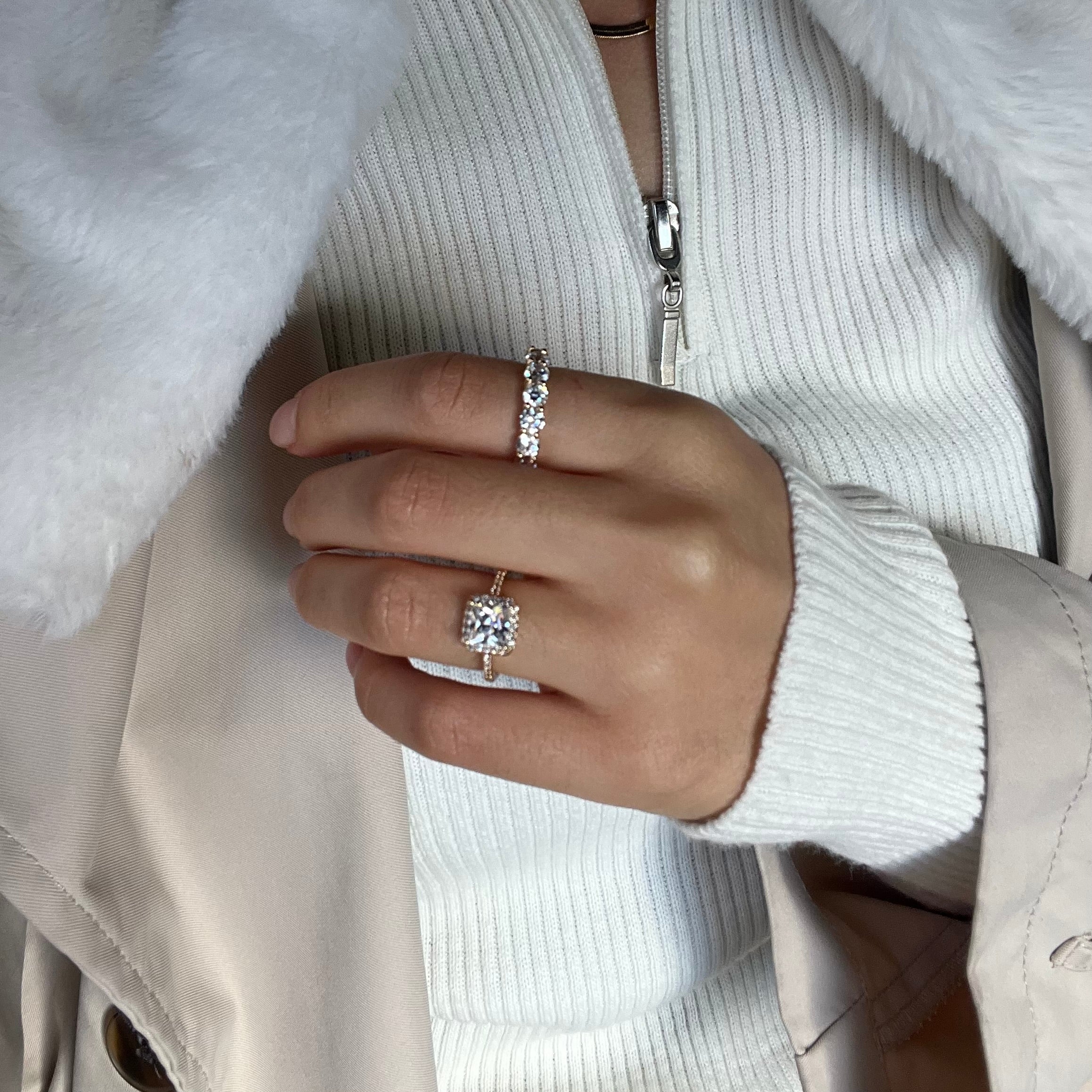 Alliance américaine + Bague Diana - Plaqué or 18 carats