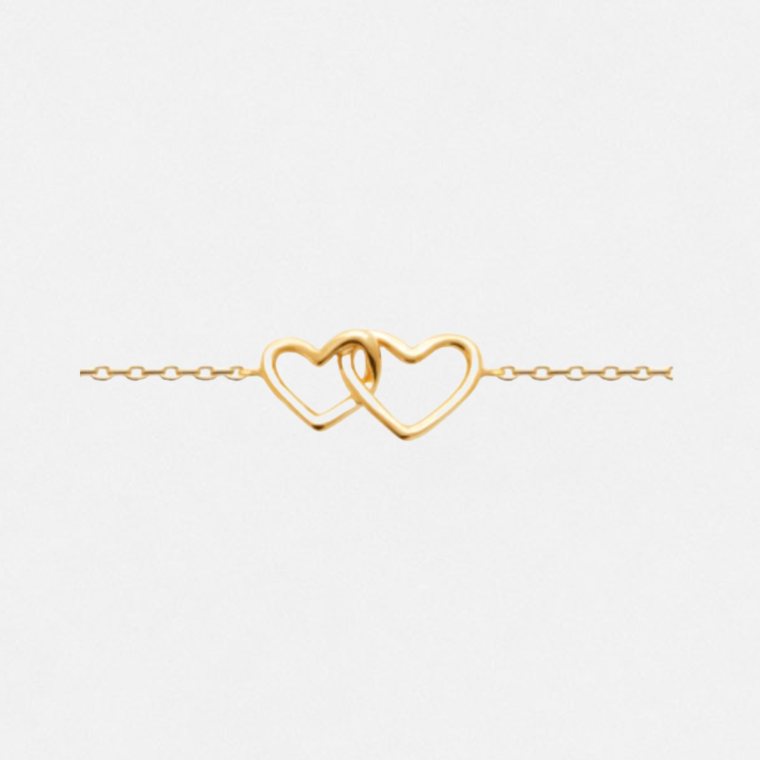 Bracelet Deux Cœurs Entrelacés  - Plaqué or