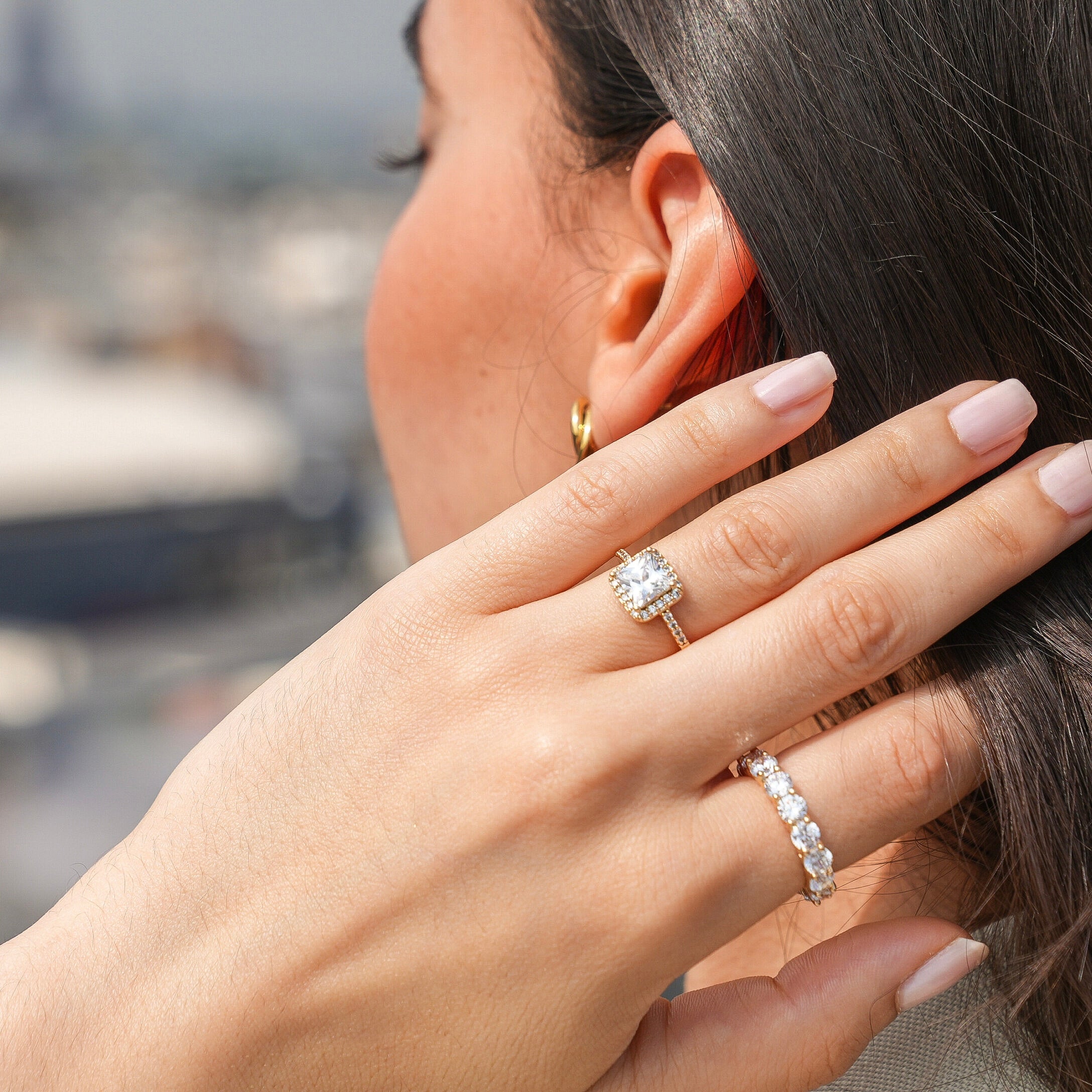 Alliance américaine + Bague Diana - Plaqué or 18 carats