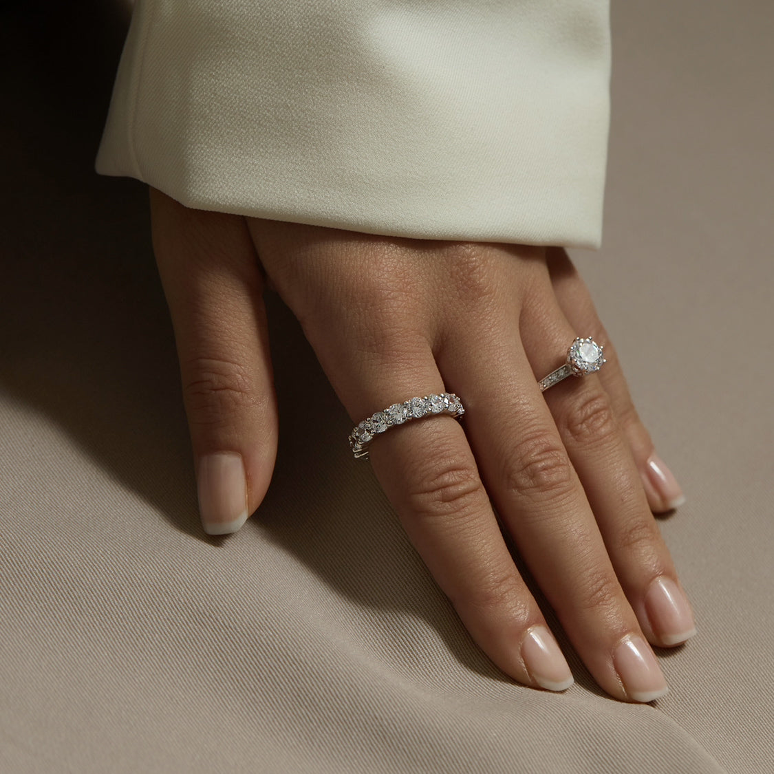 Alliance américaine et bague Cinderella - Argent rhodié