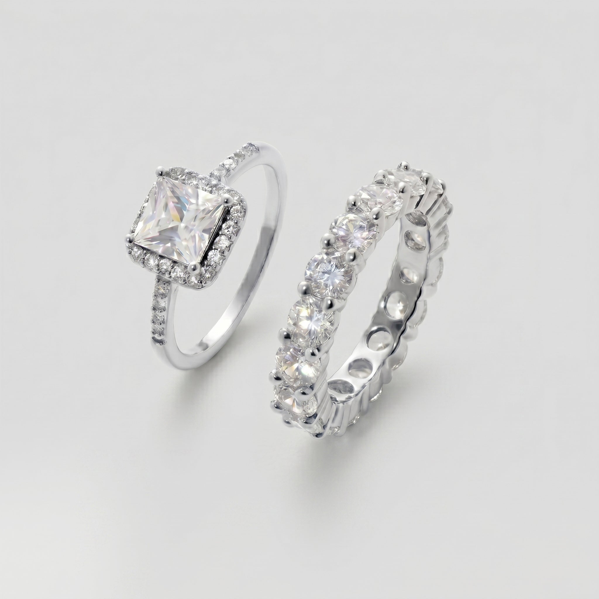 Alliance américaine + Bague Diana - Argent rhodié