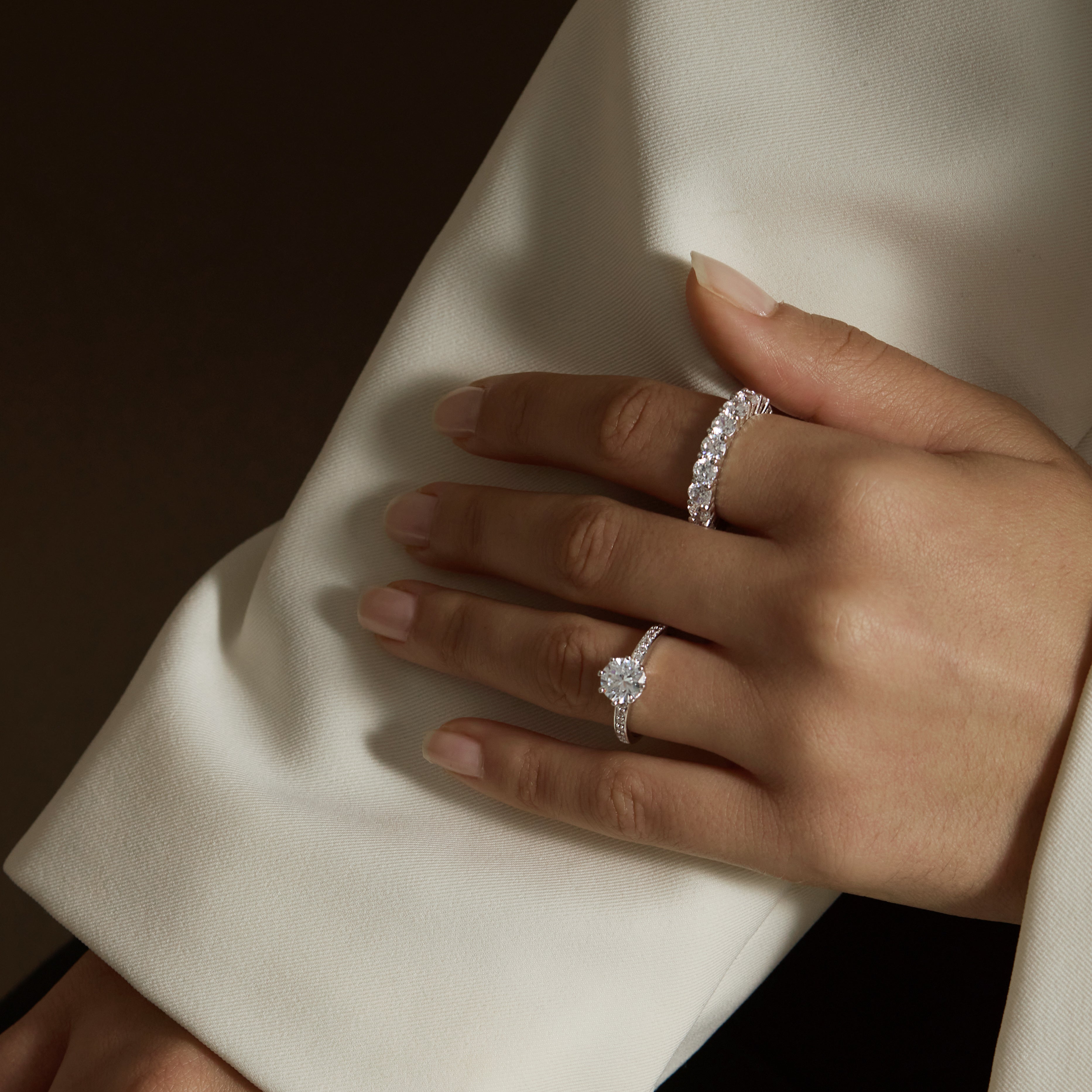 Alliance américaine et bague Cinderella - Argent rhodié