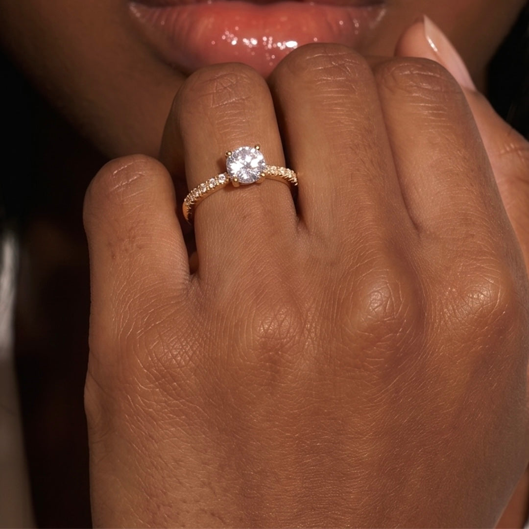 Bague solitaire Enna - Plaqué or 18K