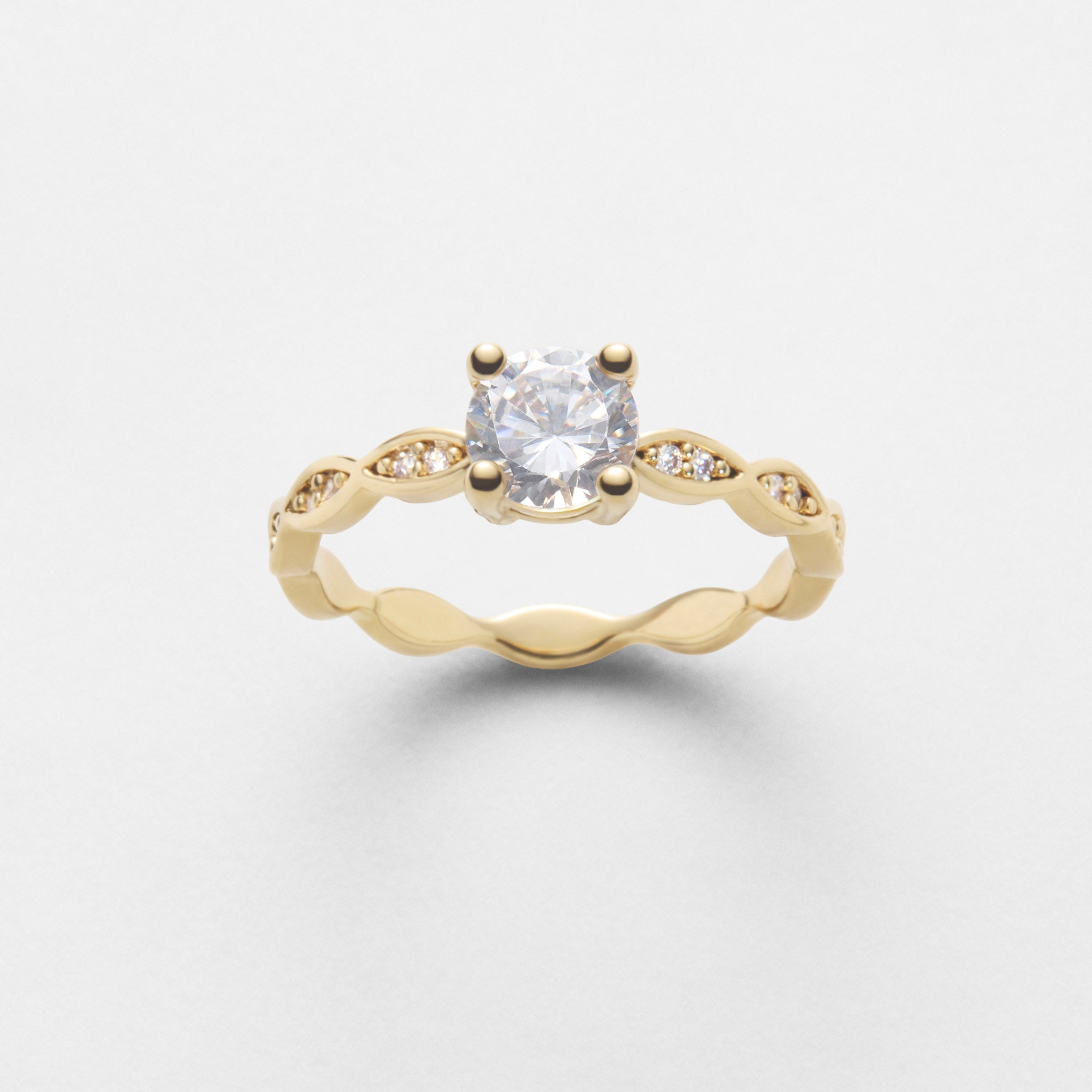 Teresa - Bague solitaire torsadé - Plaqué or 18K