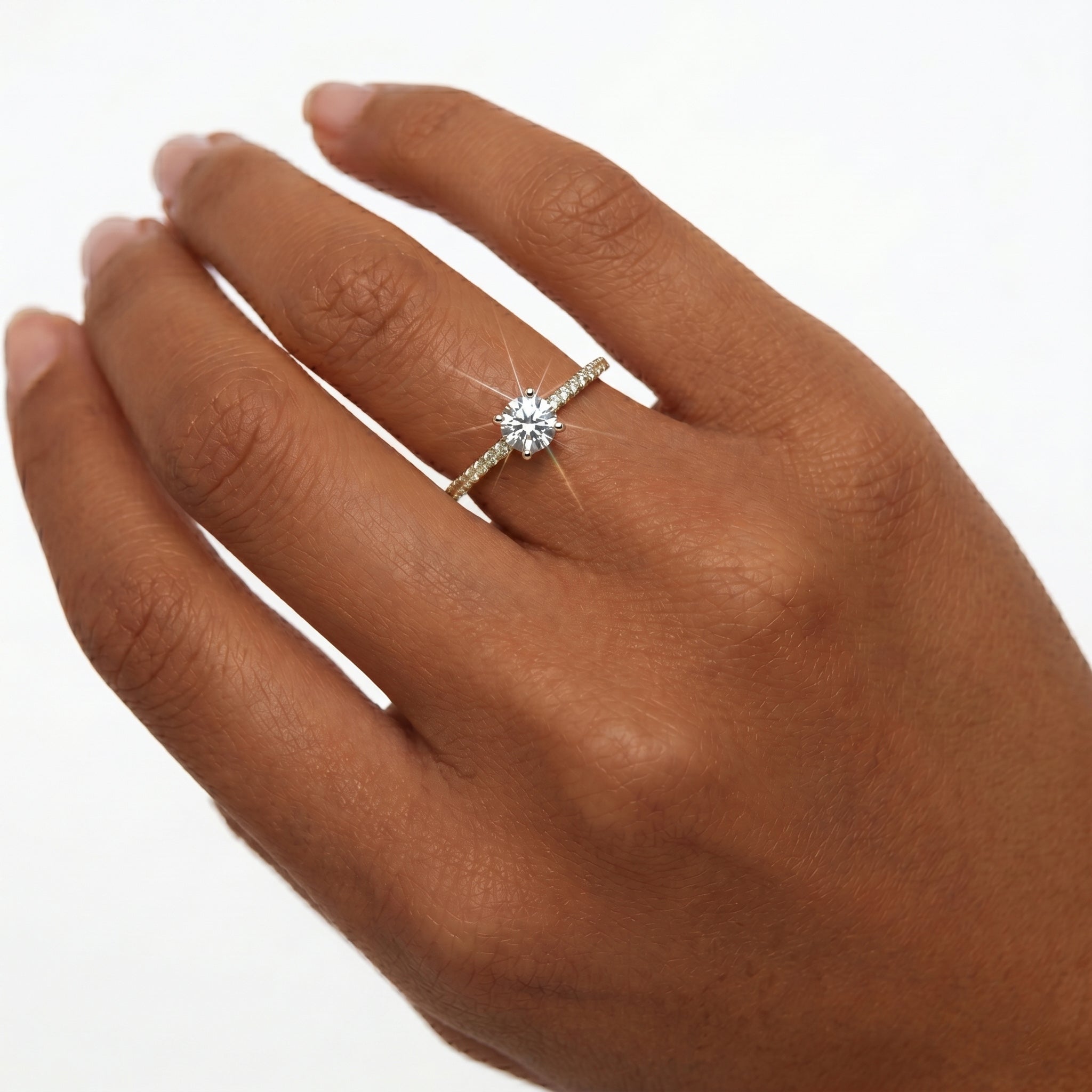 Bague solitaire Enna - Plaqué or 18K