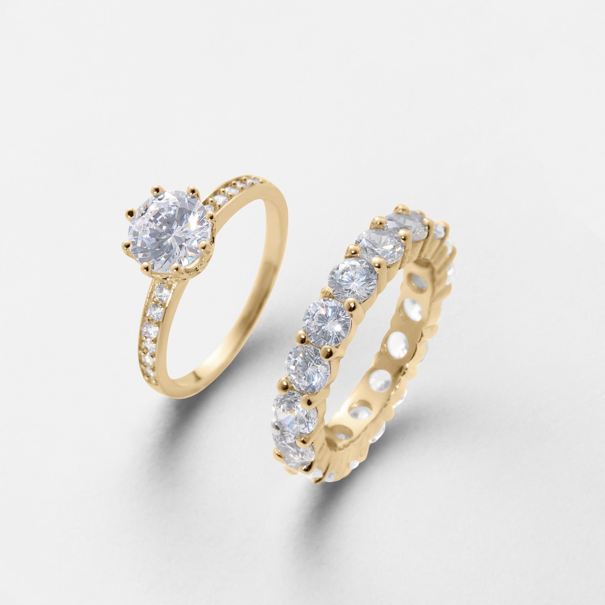 Ensemble alliance américaine et bague Cinderella - Plaqué or 18K