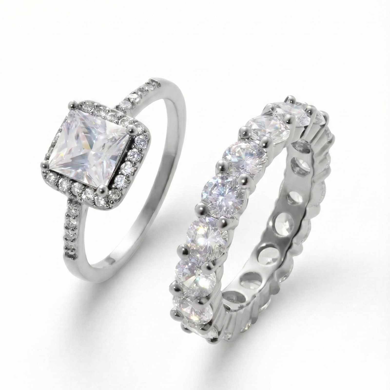 Alliance américaine + Bague Diana - Argent rhodié