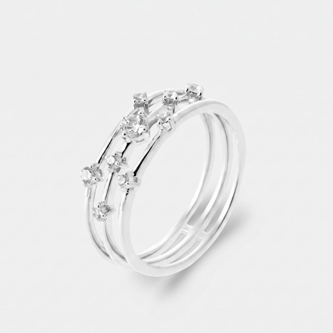 Bague Triple Anneaux — Trio Étoiles