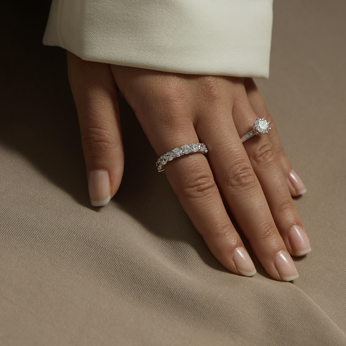 Ensemble alliance américaine + bague Cinderella - Argent rhodié