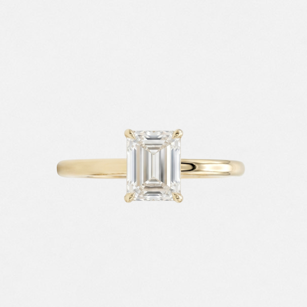 Bague Solitaire Émeraude - Plaqué or