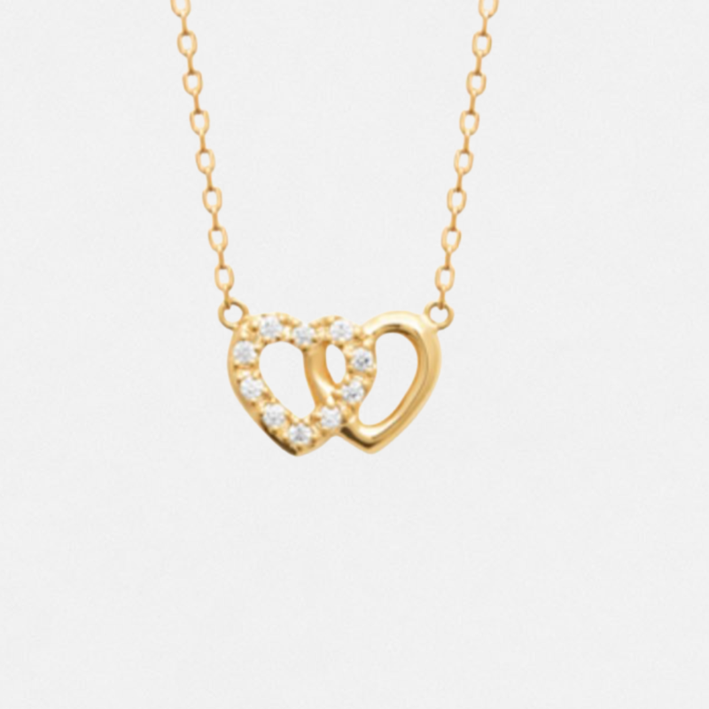 Collier Deux Cœurs Entrelacés - Plaqué Or