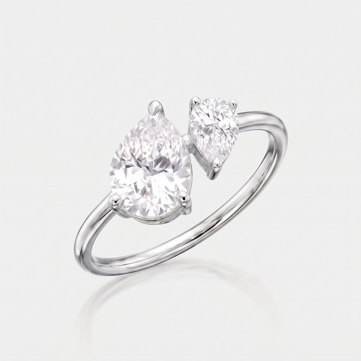 Bague Toi et Moi - Duo Poires argent 925 rhodié