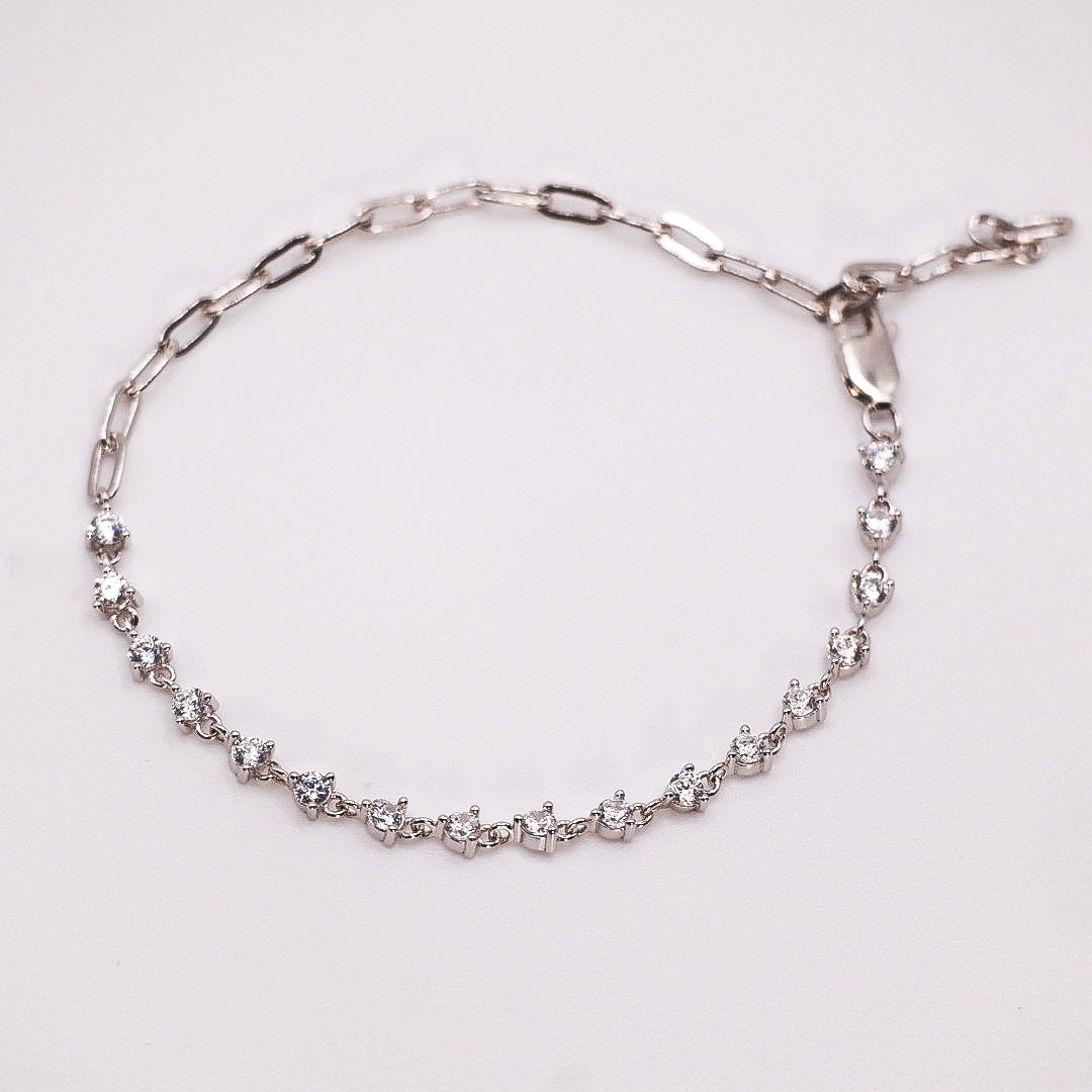 Bracelet rivière en argent 925 rhodié avec oxydes de zirconium scintillants