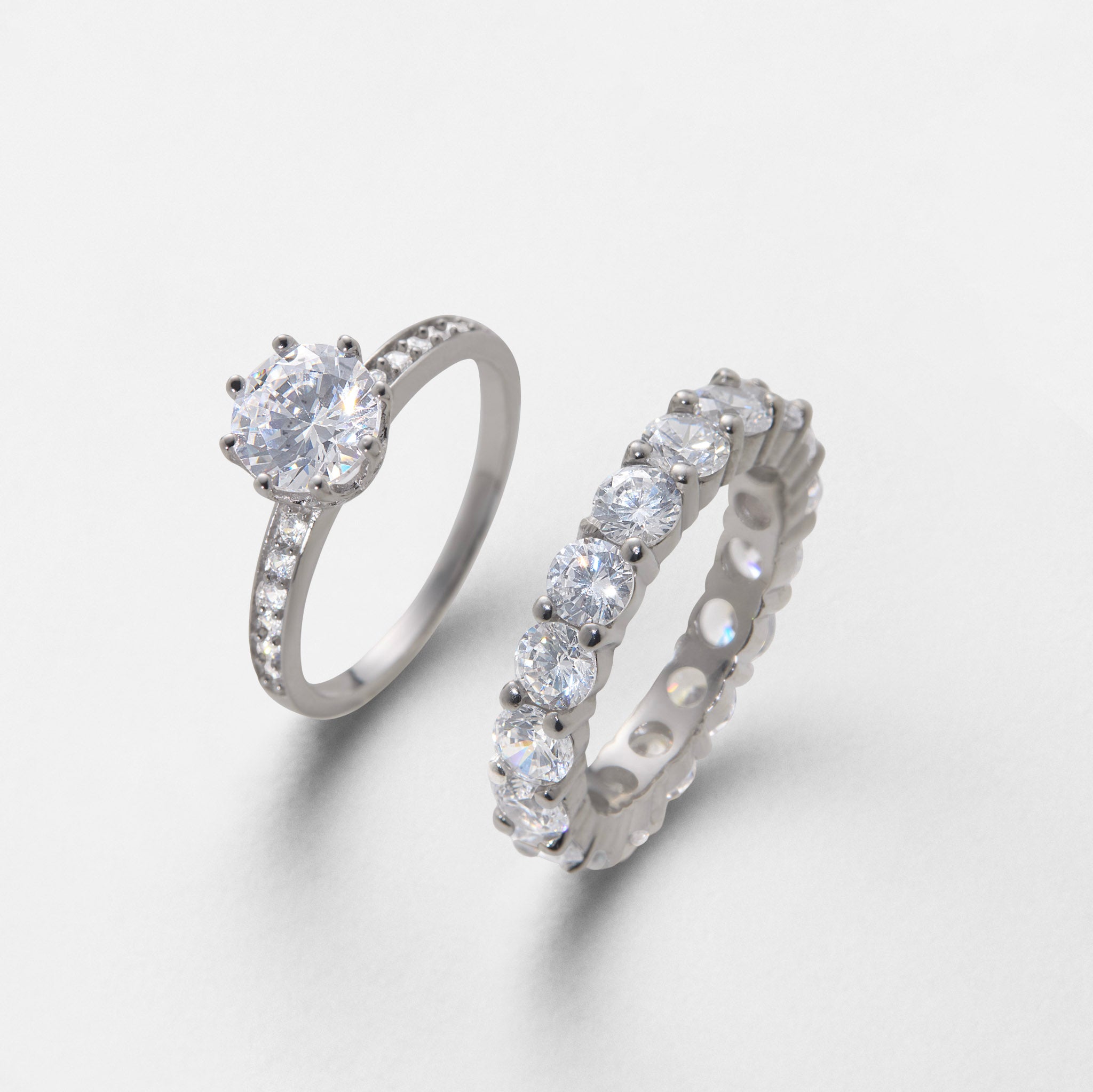 Ensemble alliance américaine + bague Cinderella - Argent rhodié