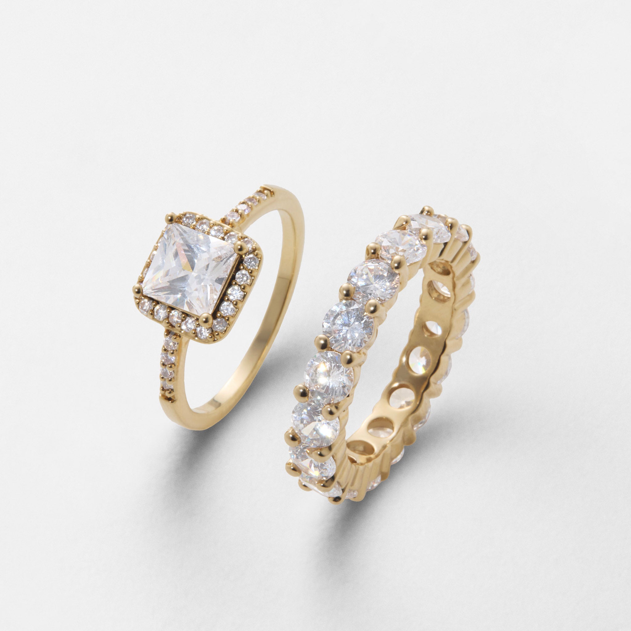 Alliance américaine + Bague Diana - Plaqué or 18 carats
