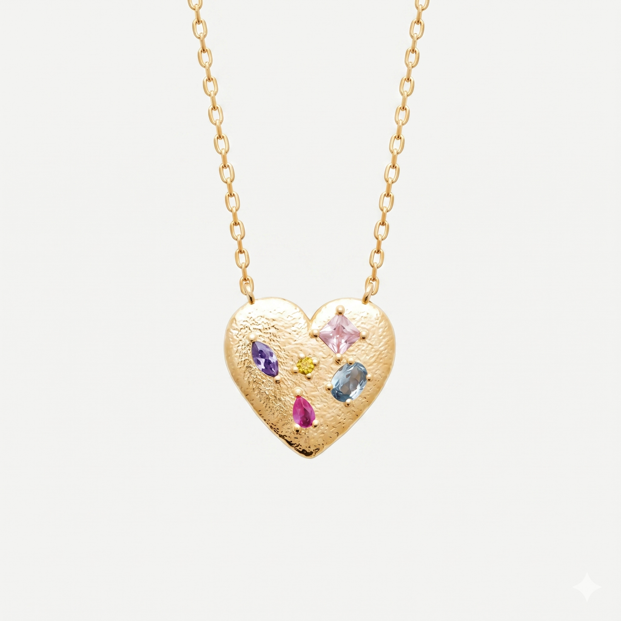 Collier cœur et pierre naturelle - Plaqué or